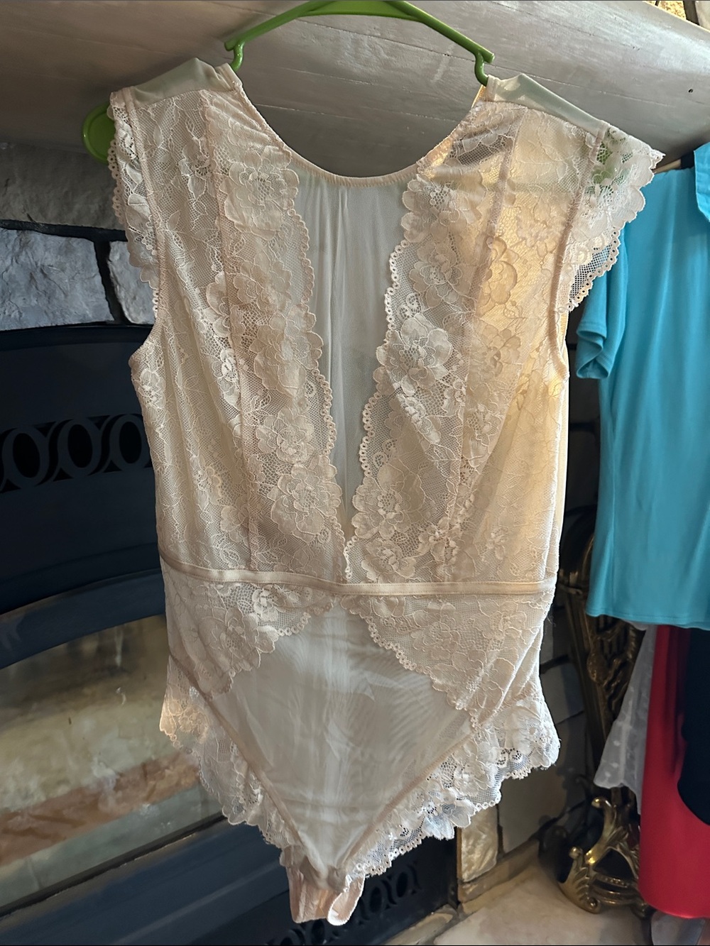 Cider Ivory Lace Deep-V Bodysuit Teddy